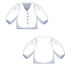 the front and back views of a white cardigan jacket with long sleeves, on a white background