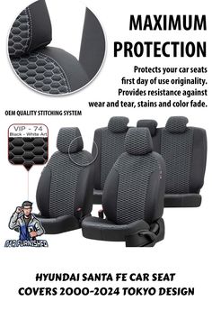 Hyundai Santa Fe Car Seat Covers 2000-2024 Tokyo Design Tokyo Design, Volvo Xc60, Mercedes Sprinter, Feather Design, Car Seat Covers