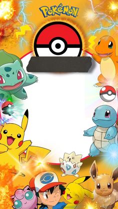 an image of pokemon frame with many different characters