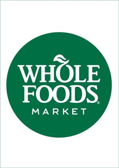 the whole foods market logo is shown in white and green, with an image of a bird