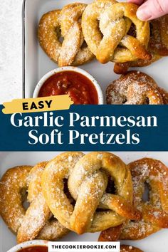 garlic parmesan soft pretzels are the perfect appetizer for dipping