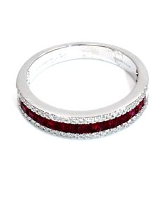 Zeghani ZR1151-Ruby 14K White Gold Ring with 54 Round Diamonds 0.16 carat and 14 Princess-Cut Rubies 0.66 carat. (Choose free two-day shipping at checkout) Luxury Ruby Ring Channel Set For Anniversary, Luxury Diamond Channel Set Ruby Ring, Classic Red Diamond Ring With Pave Setting, Luxury Ruby Half Eternity Ring For Anniversary, Red Diamond Ring With Pave Setting For Anniversary, Red Diamond Channel Set Rings, Red Diamond Rings With Channel Set, Fine Jewelry Ruby Ring With Diamond Channel Set, Fine Jewelry Diamond Channel Set Ruby Ring