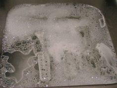 the water in the sink is full of bubbles