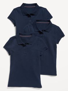 pack includes 3 school uniform polo shirts rib-knit collar short-sleeves three-button placket vented sides at hem online exclusive slightly fitted hits below waistmachine wash according to the care instruction label  . Best Holiday gift for Kids , perfect Polos for Christmas! Navy Blue Uniform, Navy Uniform, School Uniform Kids, Navy Uniforms, Uniform Accessories, Uniform Shirts, School Uniforms, Pique Polo Shirt, 8th Grade