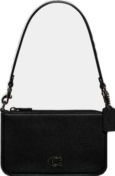 Black Leather Pouch With Zipper Closure, Coach Leather Crossbody Wallet, Black Textured Leather Pouch, Luxury Black Wallet With Zipper Pouch, Classic Shoulder Bag With Gunmetal Hardware, Black Leather Pouch For On-the-go, Black Leather Bag With Zipper Pouch, Formal Black Shoulder Bag With Zipper Pouch, Classic Black Leather Pouch