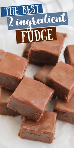 the best 2 ingredient fudge is made with brownies, chocolate and peanut butter