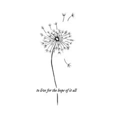 a dandelion drawing with the words to live for the hope of it all