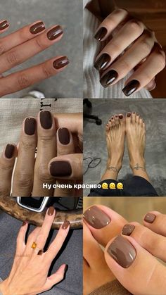 https://www.pinterest.com/pin/1074108579892686993/ Dark Brown Toe Nails, Fall Russian Manicure, November Toe Nail Colors, Autumn Nails 2024 Trend, Toe Nails Ideas Fall, Autumn Manicure 2024, Round Brown Nails, Fall Nails Pedicure, Fall Nails Toes