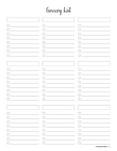 a printable grocery list with the words grocery list written in black and white on it