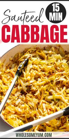 Sauteed Cabbage Garlic Cabbage Recipes, How To Saute Cabbage, Sautéed Cabbage Recipe, Sauted Cabbage Recipe, Sauteed Coleslaw, Sauteed Cabbage And Onions, How To Cook Cabbage On The Stove, Saute Cabbage Recipes, How To Make Cabbage