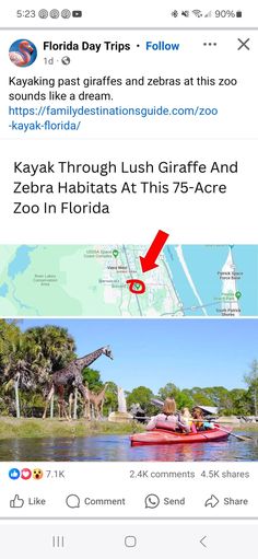 two screenshots showing the location of florida's national parks and wildlife preserve