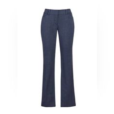 7th Avenue Women’s Pants Size 12 Color Blue & Black Zipper & Button Closure Flare Sits Just Below The Waist Stretch Material Cotton 63% Polyester 35% Spandex 2% Bin10 New With Tags Fitted Straight Jeans For Work, Straight Fit Jeans For Work, Classic Mid-rise Bottoms With Buttons, Mid-rise Fitted Business Bottoms, Classic Full Length Jeans For Work, Office Flat Front Bottoms With Pockets, Flat Front Workwear Pants With Welt Pockets, Slim Fit Workwear Bottoms, Elegant Workwear Jeans With Welt Pockets