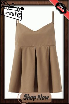 Plain Pleats V Neck Sleeveless Elegant Two Pieces Suit Chic Spaghetti Strap Vest For Spring, Summer Sleeveless Camisole For Workwear, Casual Sleeveless Camisole For Work, Spring Workwear Tank Camisole, Summer Workwear Tops With Spaghetti Straps, Two Pieces, See More, Shop Now, V Neck