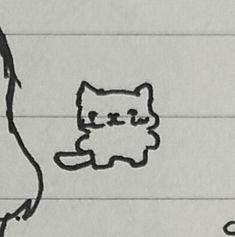 a drawing of a cat next to a person's head on lined notebooks