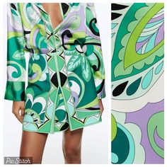 Nwt. Zara Green Printed High-Waist Mini Skirt With Fabric Overlapping Detail With Front Opening, Invisible Side Zipper Fastening. Size Xs. Ref. 2789/157. Waist 13" Flat, Length 14,5". Kd. Chic Purple Zara Skirt, Zara Purple Skirt For Spring, Printed Mini Skirt, Denim Skort, Jacquard Skirt, High Rise Skirt, Textured Skirt, Skirt With Buttons, Ruched Skirt