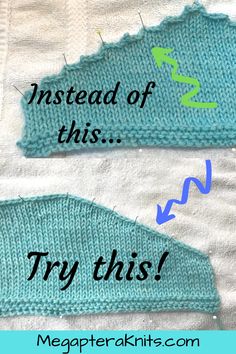 two knitted headbands with the words instead of this try this