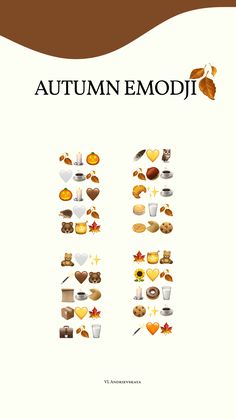 the autumn emodi font is made up of many different types of food and leaves