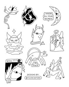 some stickers that have been drawn on the back of a sheet of white paper