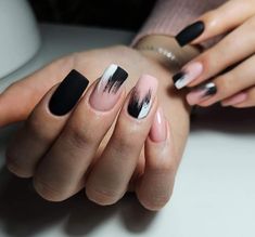 Simple Black Nail Art, Shiny Nails Designs, Bunny Nails, Ombre Acrylic Nails, Trendy Nail Design, Toe Nail Designs, Short Acrylic Nails