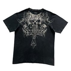 Metal Head Aesthetic Outfits, Cross Grunge, Skull Clothes, Affliction Clothing, Emo Shirts, Grunge Shirt, Cross Shirts, Skull Shirts, Swaggy Outfits