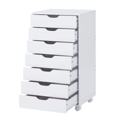 a white drawer with five drawers on it