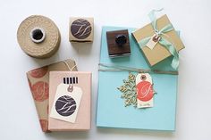 various items are wrapped in paper and tied with twine