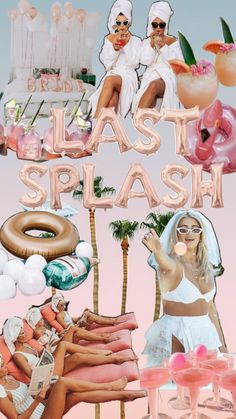 Bachelorette party, Bachelorette party inspo, bachelorette theme Hen Party Theme, Last Splash Bachelorette, Last Splash, Hens Party Themes, Party Theme Ideas, Poolside Party, Pre Wedding Party