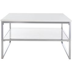 a white coffee table sitting on top of a metal frame