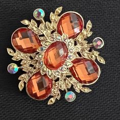 Vintage Pin Brooch Orange Stones Rhinestones Accents Fast Shipping - First Owner - Smoke And Pets Free Environment -Please Refer To Photos /Video For Measurements Condition, Details, Usage Etc All Preowned Items Are In Excellent Condition (First Owner ) , From A Clean , Pet, Smoke Free Home And Prior To Shipping They Are Dry Cleaned, Laundered, Or Dust Cleaned. #Fashiondiscounted #Eucitems #Nwtsavings #Sustainablefashion #Shopsecondhand #Secondhandstyle #Fashionsavings #Recycledfashion #Likenew Secondhand Style, Orange Stone, Antique Brooches, Recycled Fashion, Heart Brooch, Purple Rhinestone, Gold Brooches, Crystal Brooch, Pearl Brooch