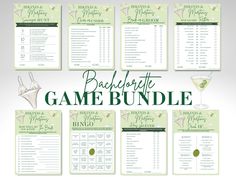 the bachelor game bundle includes drinks, games and menus for each guest to choose from