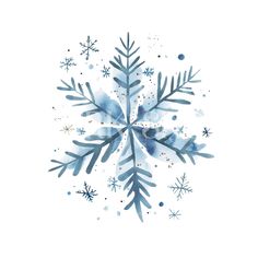 a watercolor snowflake is shown on a white background