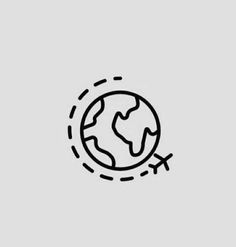 the earth with an arrow in it is drawn on a gray background and has black lines