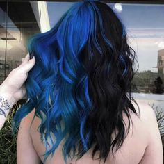 Blue And Black Hair Split, Creative Hair Color