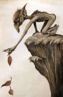 a drawing of a man on top of a cliff reaching for leaves