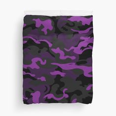 Machine washable duvet cover with edge-to-edge print on one side and white on back. Soft and breathable 100% polyester top and 50% cotton blend back. Available in twin, queen, king sizes. Note: duvet insert not included. Fashionable black purple camo camouflage style pattern! Various products available with this design, show off your iphone case, graphic t-shirt, leggings and more in style. Excellent gift idea for Christmas, birthday or other occasions. Check out more colour themes on our RCLWOW How To Paint Camo, Camo Wallpaper, Colour Themes, Purple Camouflage, Camo Style, Purple Camo, Camo Fashion, Uniform Design, Polyester Top