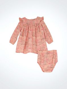 AN ALL-IN-ONE OUTFIT Your little one will steal the show everywhere she goes in our Little Girl's Desert Print Dress. It's crafted from soft cotton for dreamy softness and all-day comfort. Plus, this dress comes with a matching diaper cover for sizes 0 – 24 months. Pink Western Dress, Cowboy Boot Print, Desert Print, Ls Dress, Toddler Boots, Long Sleeve Kids, Boys Bottoms, Boot Print, Trapeze Dress