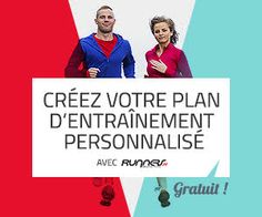 two people standing next to each other in front of a sign that says crez votre plan d'entrainment personalise