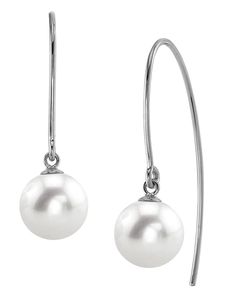 Freshwater Pearl Bonnie Earrings Classic Round Pearl Earrings With French Hook, Classic Pearl Earrings With French Hook For Anniversary, Modern Pearl Earrings For Anniversary, Classic Round Pearl Drop Earrings, Classic Pearl Earrings With French Hook, Elegant Teardrop Pearl Earrings With French Hook, Classic Pearl Earrings With French Hook As Gift, Refined White Akoya Pearl Earrings, Classic Pearl Earrings With French Hook For Formal Occasions