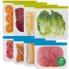 four plastic containers filled with different types of food