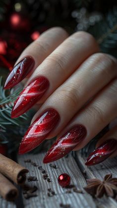 Fingernails Painted, Red Nail Art Designs, Ombre Nails Glitter