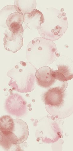 some pink and white watercolors are in the air on a white background with black dots