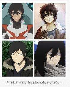 four different anime characters with caption that says i think i'm starting to notice a trend