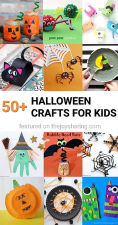 halloween crafts for kids that are fun and easy to make with paper plates, pumpkins,