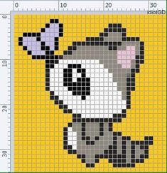 a cross - stitch pattern with a cartoon character in the middle, on a yellow background