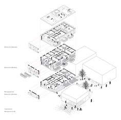 an architectural diagram shows the various rooms and spaces that are connected to each other, including two