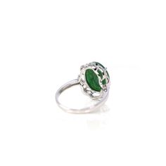 * ORIGINAL DESIGN --- Inspired by the natural beauty of genuine Burmese Imperial Green Jadeite, the rich, beautiful apple green color is found on no other stone. This one of a kind engagement ring combines the natural beauty of the extremely rare gem with everyday luxury. Exquisite designs add details to admire and uniqueness to your everyday memento. This ring features a round cabochon Jadeite. Translucent under light. Color is photographed exactly to the actual stone, it's free of any inclusio Jade Engagement Ring, Apple Green Color, Green Oval, Everyday Luxury, Rare Gems, Jade Jewelry, Everyday Luxuries, Apple Green, Burmese