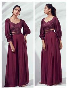 Perfect outfit for bridesmaids 😍❤️❤️ Indo Western Dress For Girls Outfit Ideas Indian Weddings, Full Skirt And Top Indian Style Wedding, Weeding Outfits For Girl Indian, Western Dress For Indian Wedding, Dress Design Patterns Western, Traditional Outfits For Women, Western Outfits Women For Party, Ethic Dresses For Women, Drape Dresses Indo Western Gown