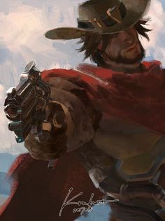 McCree Overwatch Fanart Drawing by Karbat <3 Cowboy Anime, Abraham Van Helsing, Western Artwork