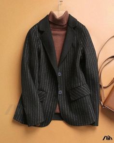 7 Elegant Striped Outerwear For Office, Striped Blazer For Winter Workwear, Striped Long Sleeve Outerwear For Office, Winter Striped Outerwear, Striped Winter Outerwear For Work, Striped Outerwear For Winter Workwear, Winter Striped Single Breasted Blazer, Winter Striped Single-breasted Blazer, Chic Striped Winter Blazer