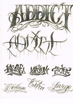 some type of lettering that is in different styles and sizes, with the letters above them